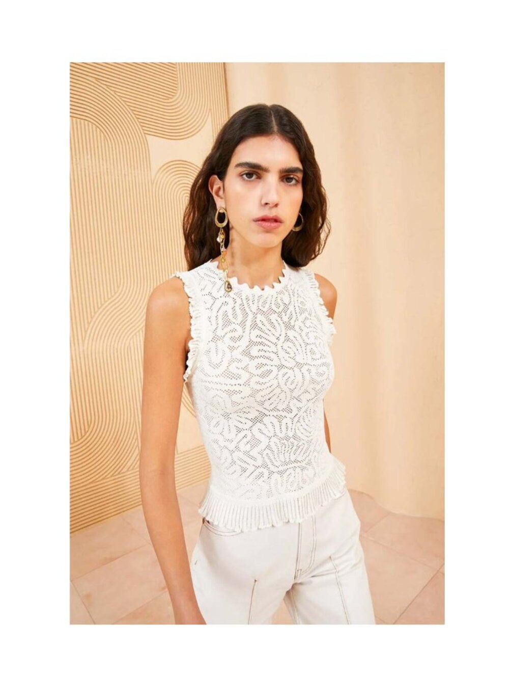 Ulla Johnson Zoe Top / Size P / XS 0 / Alabaster White Stretch Mesh Knit